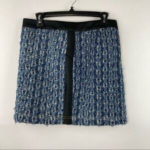 Derek Lam plaid leather detail black and blue skirt